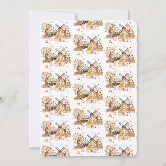 水彩ファーム動物のストール赤ちゃんシャワー 招待状 (裏面)