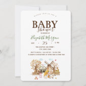 水彩ファーム動物のストール赤ちゃんシャワー 招待状 (正面)