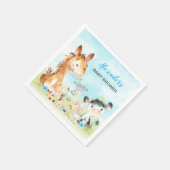 水彩ファーム動物の少年の赤ちゃんシャワー スタンダードカクテルナプキン (角)