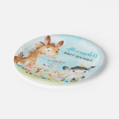 水彩ファーム動物の少年の赤ちゃんシャワー ペーパープレート (アングル)