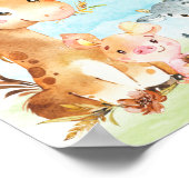 水彩ファーム動物の赤ちゃんシャワー ポスター (角)