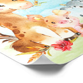 水彩ファーム動物の赤ちゃんシャワー ポスター (角)