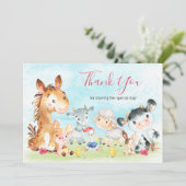 水彩ファーム動物ガール サンキューカード (スタンド正面)