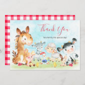 水彩ファーム動物ガール サンキューカード (正面/裏面)