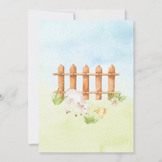 水彩ファーム動物ベビーシャワー招待状 招待状 (裏面)