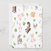 水彩ファーム動物ロバ赤ちゃんシャワー 招待状 (裏面)