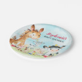 水彩ファーム動物女の子ベビーシャワー ペーパープレート (アングル)