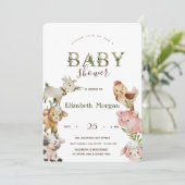 水彩ファーム動物安定ベビーシャワー 招待状 (スタンド正面)