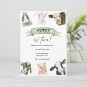 水彩ファーム動物誕生日2年 招待状 (スタンド正面)