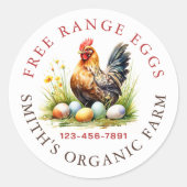 水彩ファーム生卵 ラウンドシール (正面)