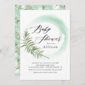 水彩ファーンリーフベビーシャワー招待状 招待状 (正面/裏面)