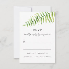 水彩ファーン結婚ズ。ウッドランドフローラ 出欠カード