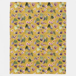 水彩フィギュスオンマスタードイエローブランケット フリースブランケット