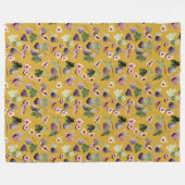 水彩フィギュスオンマスタードイエローブランケット フリースブランケット (正面(横))