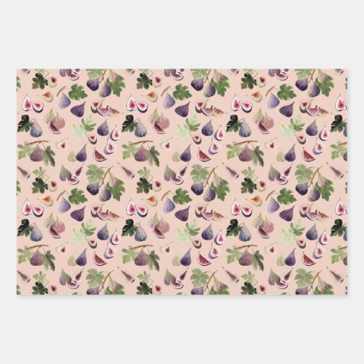 水彩フィギュスホワイトとイエローオークレーと赤面 ラッピングペーパーシート (正面3)