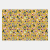 水彩フィギュスホワイトとイエローオークレーと赤面 ラッピングペーパーシート (正面2)