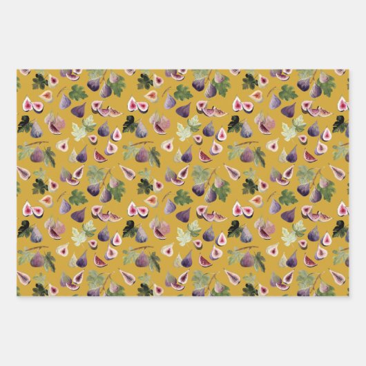 水彩フィギュスホワイトとイエローオークレーと赤面 ラッピングペーパーシート (正面2)