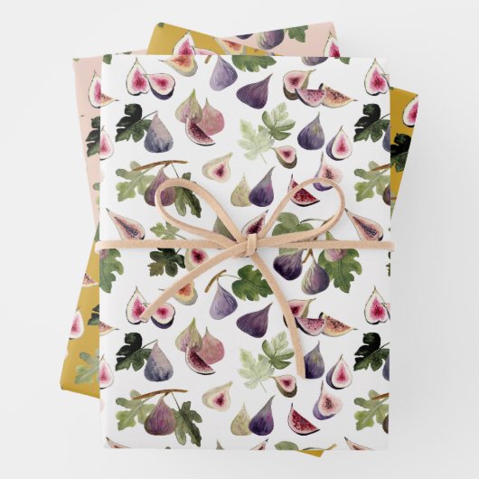 水彩フィギュスホワイトとイエローオークレーと赤面 ラッピングペーパーシート (インサイチュ)