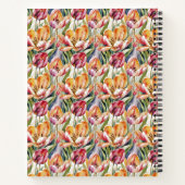 水彩フィールド赤い黄色のチューリップ | お名前 ノートブック (裏面)