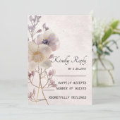 水彩フェイイフローラウェディングRSVPカード 招待状 (スタンド正面)