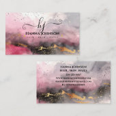 水彩フェイク金ゴールドグリッターモノグラム初期 名刺 (正面/裏面)