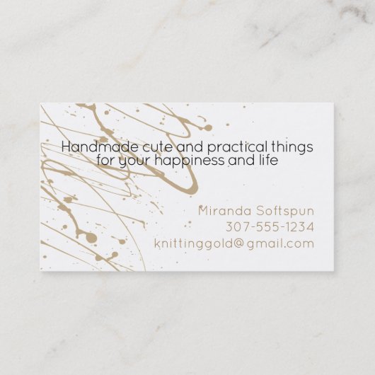 水彩フェイク金ゴールドグリッター編み物針 名刺 (裏面)
