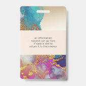 水彩フェイク金ゴールド箔サロン写真名 バッジ (裏面)