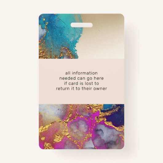 水彩フェイク金ゴールド箔サロン写真名 バッジ (裏面)