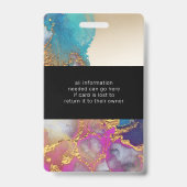 水彩フェイク金ゴールド箔サロン写真名 バッジ (裏面)