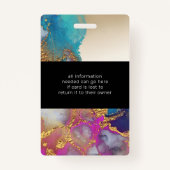 水彩フェイク金ゴールド箔サロン写真名 バッジ (裏面)