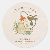 水彩フェコアフローラ茶パーティーありがとう ラウンドシール (正面)