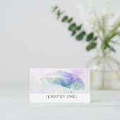 水彩フェザーアートブルーカスタムデザイン 名刺 (スタンド正面)