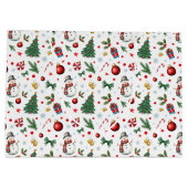 水彩フェスティバルとカラフルクリスマスパターン ラージペーパーバッグ (裏面)