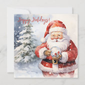 水彩フェスティバルクリスマスサンタ シーズンカード (正面)