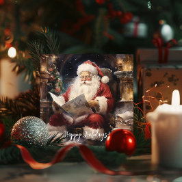 水彩フェスティバルクリスマスサンタ シーズンカード