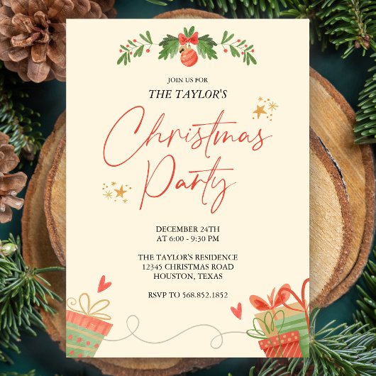 水彩フェスティバルクリスマスディナーパーティー 招待状