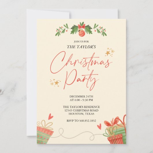 水彩フェスティバルクリスマスディナーパーティー 招待状 (正面)