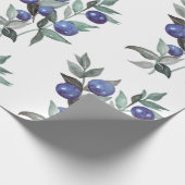 水彩フェスティバルクリスマスブルーベリーの白 ラッピングペーパー (角)