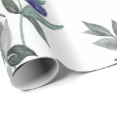 水彩フェスティバルクリスマスブルーベリーの白 ラッピングペーパー (ロールコーナー)