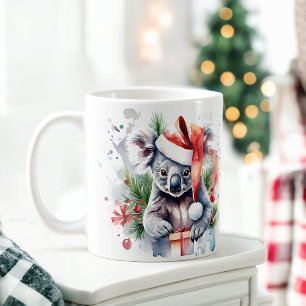 水彩フェスティバルコアラクリスマスマグ コーヒーマグカップ