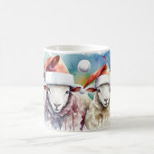 水彩フェスティバルシープクリスマスマグ コーヒーマグカップ (中央)