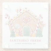 水彩フェスティバルジンジャーブレッドハウスクリスマス ガラスコースター (裏面)