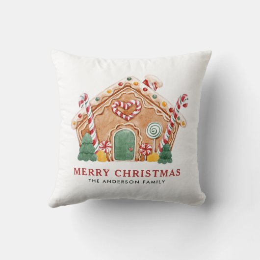 水彩フェスティバルジンジャーブレッドハウスクリスマス クッション (裏面)