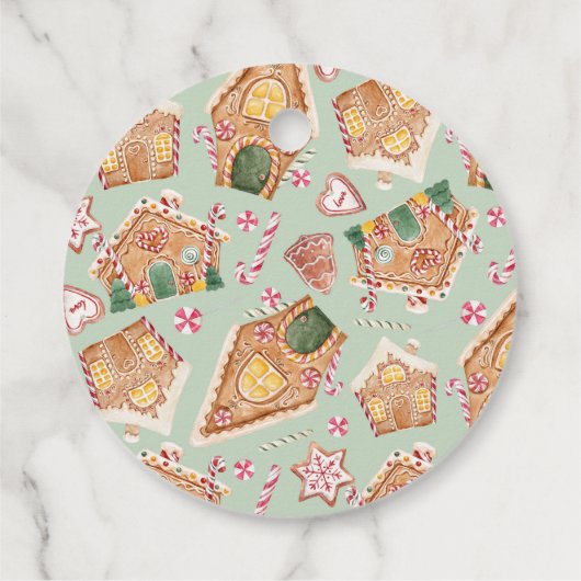 水彩フェスティバルジンジャーブレッドハウスクリスマス フェイバータグ (裏面)