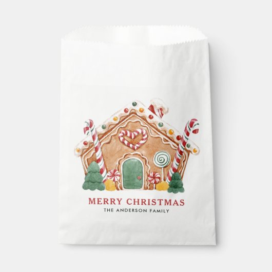 水彩フェスティバルジンジャーブレッドハウスクリスマス フェイバーバッグ (正面)