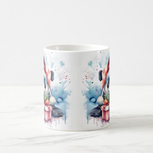 水彩フェスティバルパンダクリスマスマグ コーヒーマグカップ (中央)