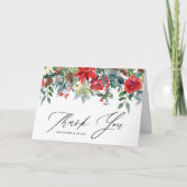 水彩フェスティバルフローラガーランドウィンターウェディング サンキューカード (正面)