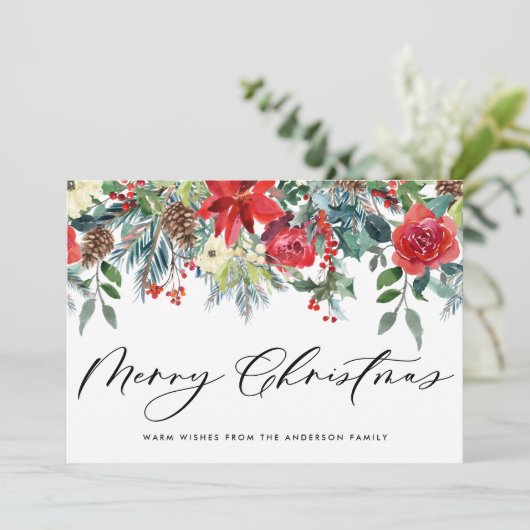 水彩フェスティバルフローラガーランドメリークリスマス シーズンカード (スタンド正面)