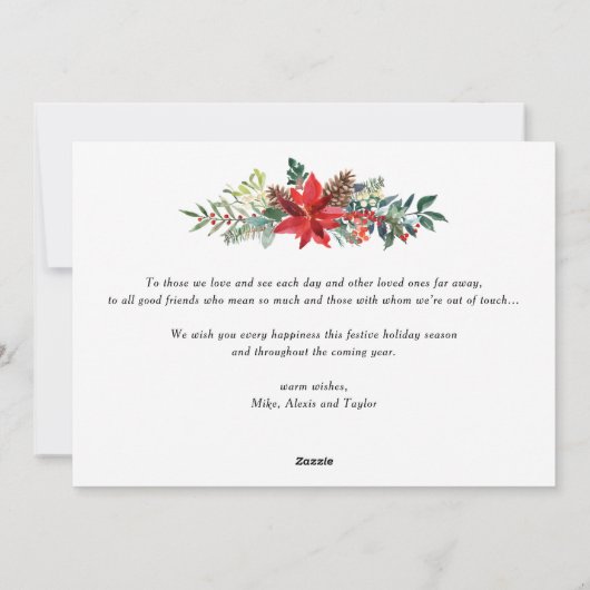 水彩フェスティバルフローラガーランドメリークリスマス シーズンカード (裏面)