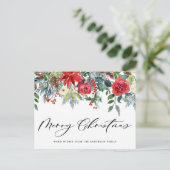 水彩フェスティバルフローラガーランドメリークリスマス シーズンポストカード (スタンド正面)